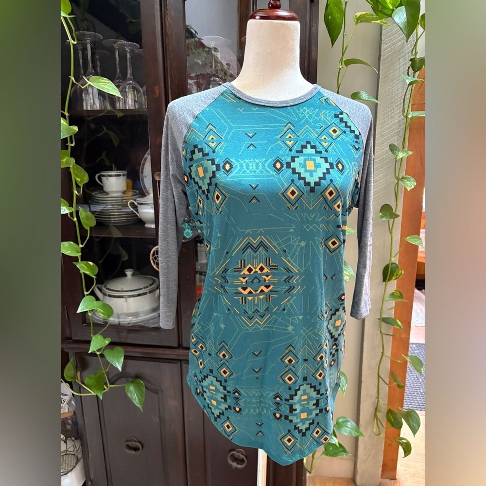 Blue Graphic Long Sleeve Tee Relaxed Style
